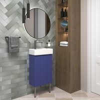  Wellsee Тумба под умывальник 3 в 1 WC Area 221804004 (тумба/матовый синий, раковина/глянцевый белый, ножки/нержавеющая сталь)