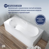 Ванна Lauter Celeste 150x70 21060050 (с каркасом, лицевым экраном и сифоном 21Y11021 матовый черный)