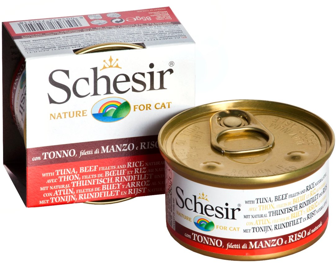 

Консервированный корм для кошек Schesir Tuna and Beef fillets with Rice 85 г