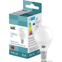 Светодиодная лампочка IEK LED Globe G45 400lm 4000K E14