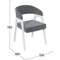 Стул с подлокотниками Трия Техас (графит №219 Велюр Jercy graphite/белый матовый)