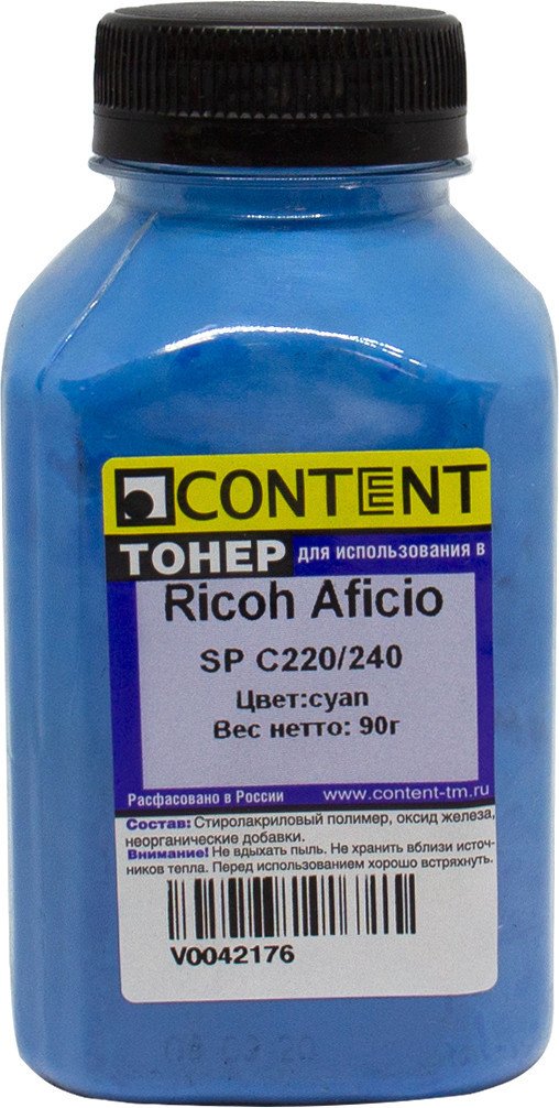 

Тонер Content для Ricoh Aficio SP C220/240 (циан) 90 г