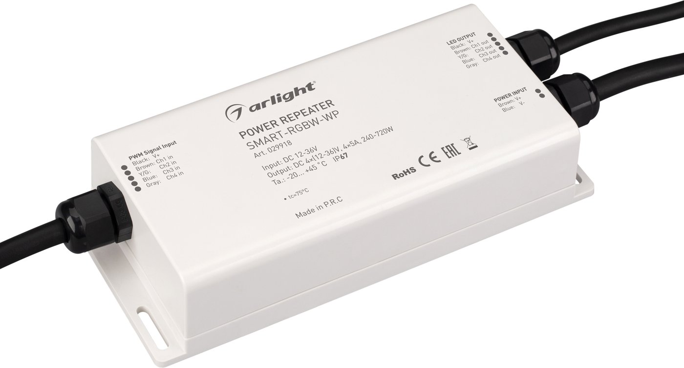 

Усилитель контроллера RGBW Arlight SMART-RGBW-WP (12-36V, 4x5A) 029918