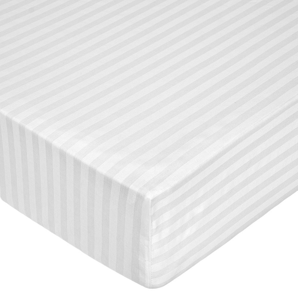 

Постельное белье Миланика Белая на резинке 180x200 (поплин-страйп)