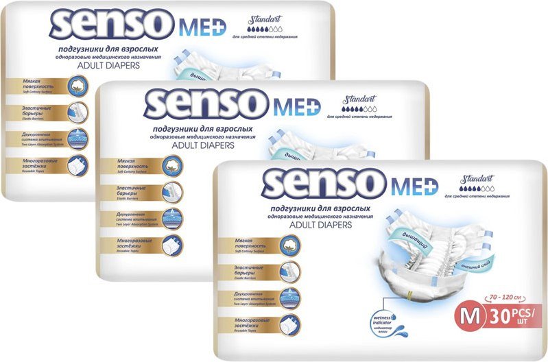 

Подгузники для взрослых Senso Med Standart M (3x30шт)