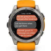 Умные часы Garmin Fenix 8 Sapphire 51мм (титановый, оранжевый силиконовый ремешок)