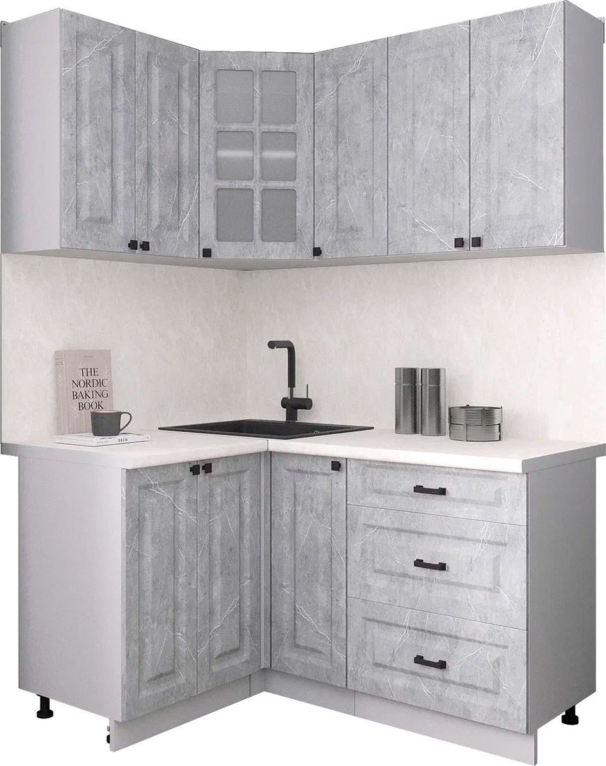 

Готовая кухня Интерлиния Мила Деко 1.2x1.5 (керамика/керамика/опал светлый)