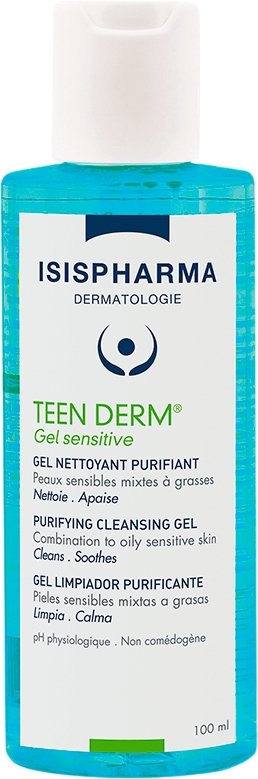 ISISPHARMA Teen Derm Gel sensitive Гель очищающий для умывания чувствительной комбинированной и жирной кожи 100 мл