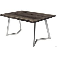 Кухонный стол Buro7 Уиллис 180 (с обзолом и сучками, дуб мореный/серебро)