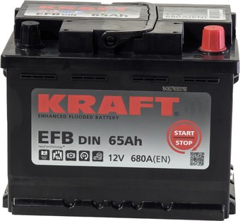 Автомобильный аккумулятор KRAFT EFB R+ (65 А·ч)