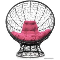 Кресло M-Group Кокос на подставке 11590408 (черный ротанг/розовая подушка)