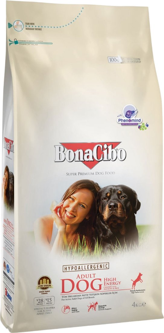 

Сухой корм для собак BonaCibo Для активных взрослых собак всех пород курица 4 кг