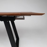 Кухонный стол ОКА Сангай 136-196x80x80 (дуб мореный/черный)