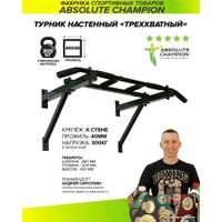 Турник Absolute Champion треххватный к стене Maх (черный)