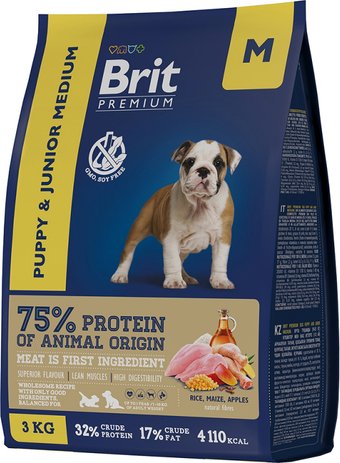 Brit Premium Dog Puppy and Junior Medium курица 8 кг