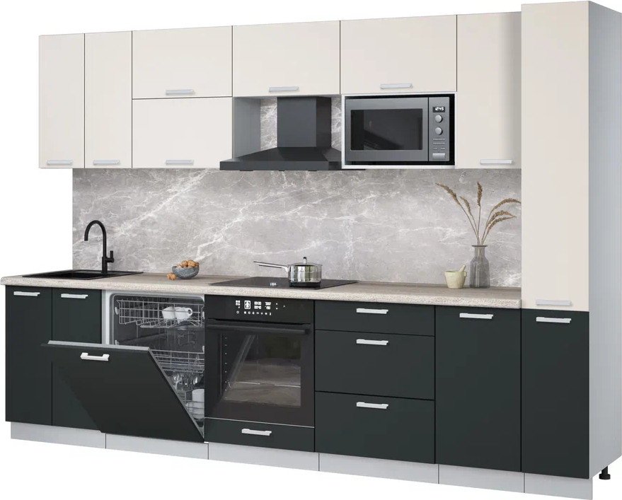 

Готовая кухня Интерлиния Мила Лайт 3.1-ПМ2 (персидский жемчуг/антрацит/травертин серый)