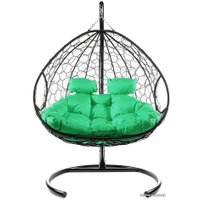 Подвесное кресло M-Group Для двоих 11450404 (черный ротанг/зеленая подушка)