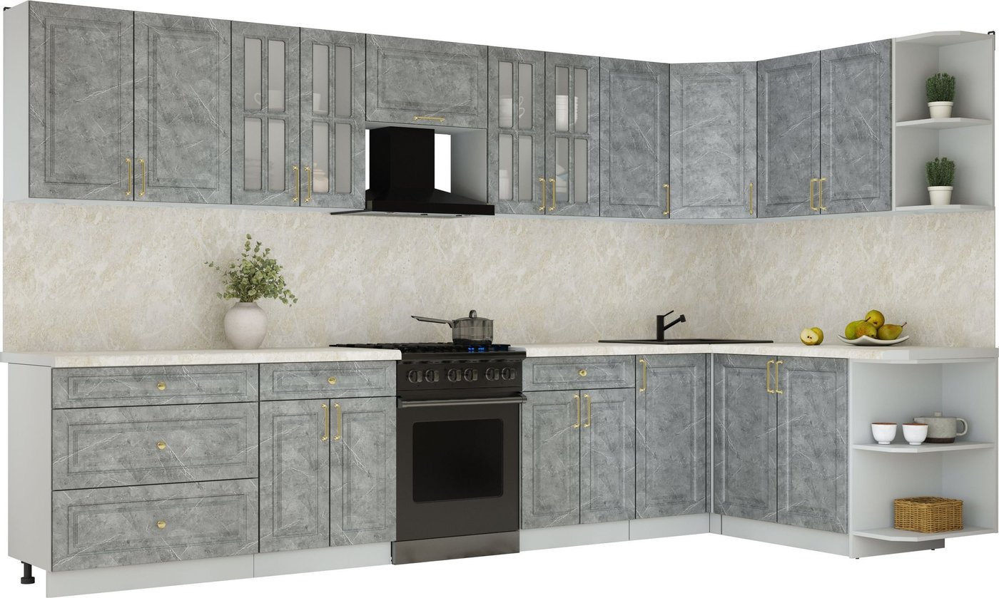 

Готовая кухня Интерлиния Мила Шато 1.7x3.6 PR (керамика/керамика/опал светлый)