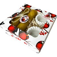 Подарочный набор Вендитио Ozarich Снегири Новогодний с 2-мя свечами и подсвечниками (желтый)