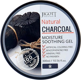 Jigott Гель для тела Natural увлажняющий успокаивающий с древесным углем 300 мл