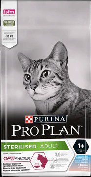

Сухой корм для кошек Pro Plan Sterilised Adult OptiSavour с треской и форелью 3 кг