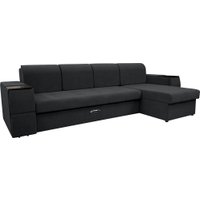 Угловой диван Сириус Лидер-13 с оттоманкой НПБ 330x165 (Eva 11 велюр черный) в Гродно