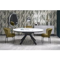 Кухонный стол Halmar Vertigo 130-180/130/76 (белый мрамор/черный)