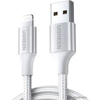 Кабель Ugreen US199 60161 USB Type-A - Lightning (1 м, белый/серебристый)