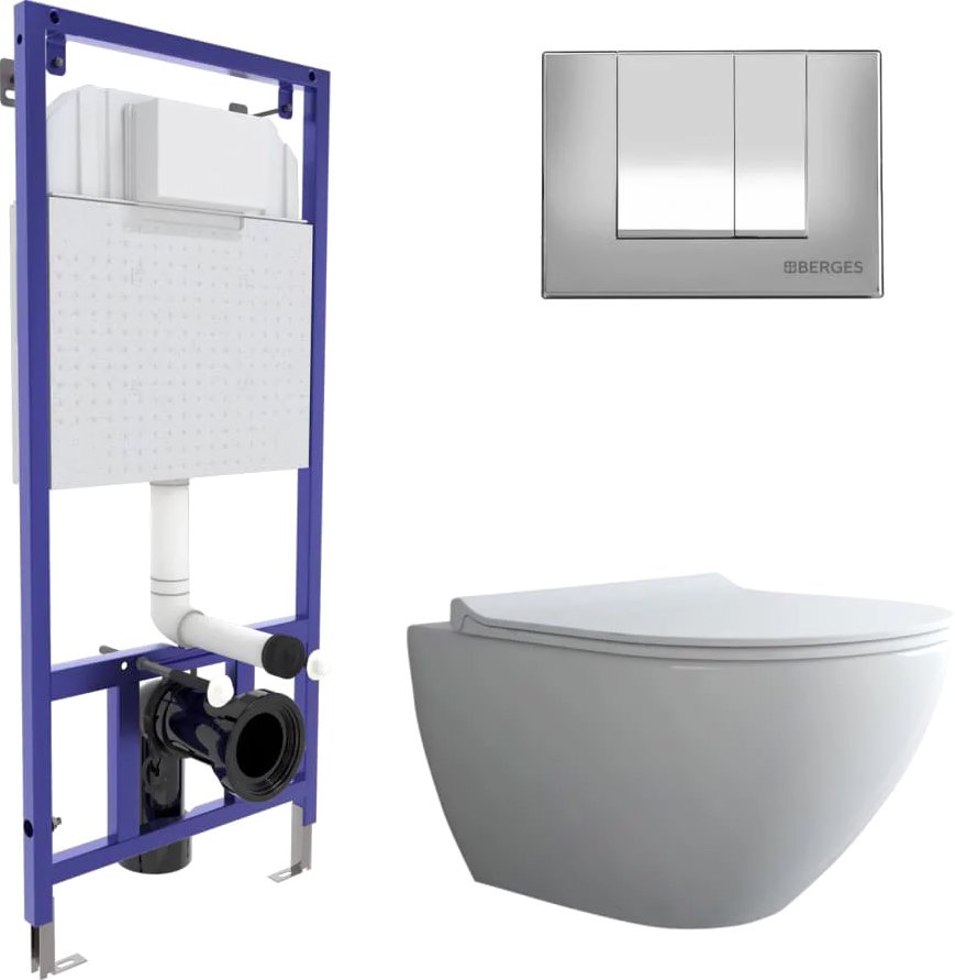 

Унитаз подвесной Berges Wasserhaus Puma XL Rimless + Toma Slim SO + Novum525 + S3 043247
