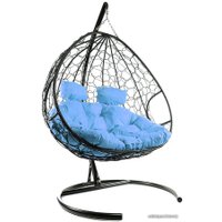 Подвесное кресло M-Group Для двоих 11450403 (черный ротанг/голубая подушка)