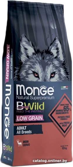 Сухой корм для собак Monge BWild Low Grain All Breeds Adult Deer (для всех пород с мясом оленя) 12 кг
