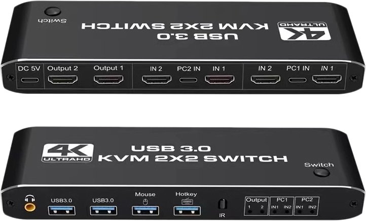 

KVM переключатель USBTOP 2х2 HDMI 4K USB3.0