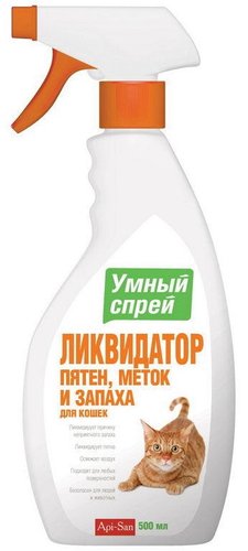Apicenna Умный спрей Ликвидатор пятен, меток и запаха для кошек 500 мл