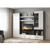 Стенка Горизонт Альфа (венге/белый глянец) в Пинске