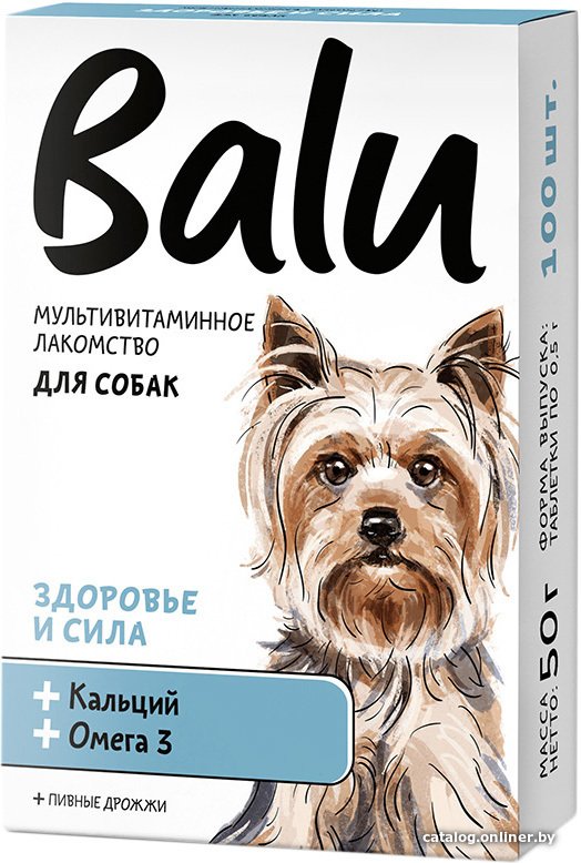 Лакомство для собак Balu Здоровье и сила с кальцием и Омега-3 50 г (100 таблеток)