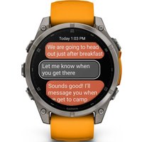 Умные часы Garmin Fenix 8 Sapphire, Titanium 47мм (светло-серый, оранжевый силиконовый ремешок)