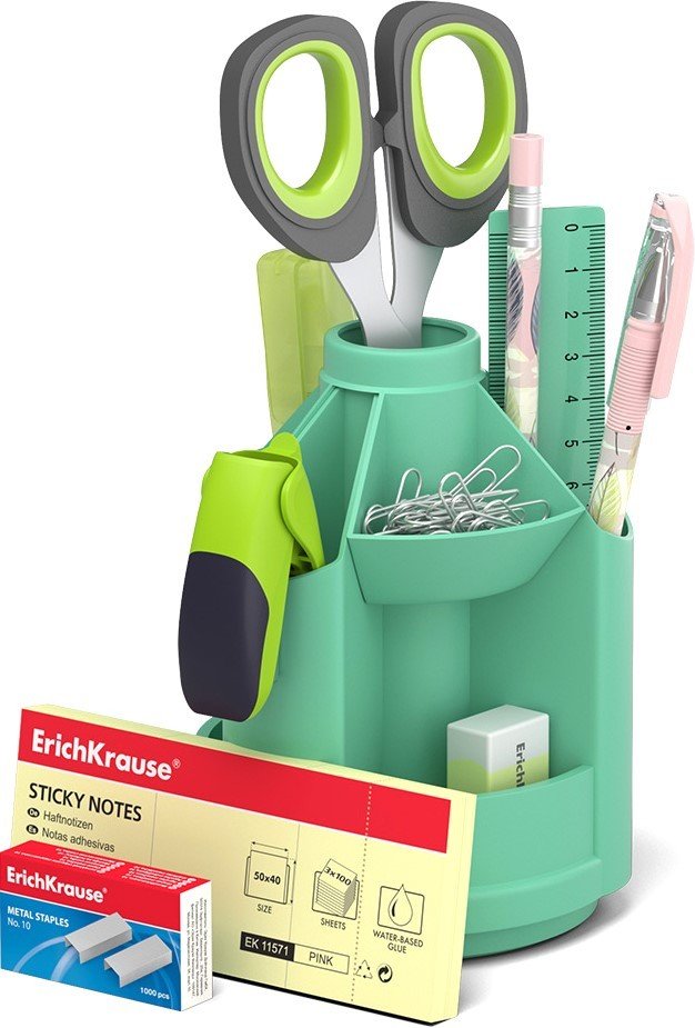 

Настольный набор Erich Krause Mini Desk Powder 55634 оливковый (10 предм)