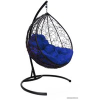 Подвесное кресло M-Group Капля 11020410 (черный ротанг/синяя подушка)