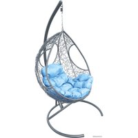 Подвесное кресло M-Group Долька 11150303 (серый ротанг/голубая подушка)