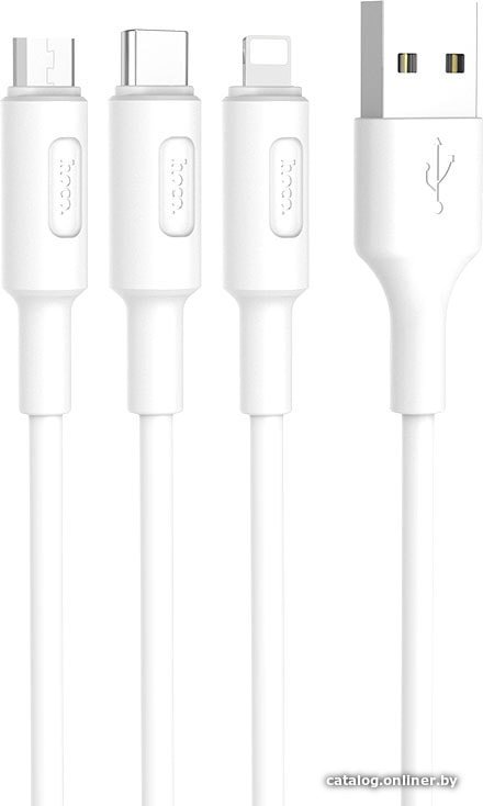 Кабель Hoco X25 Lightning/microUSB/USB Type-C (белый)