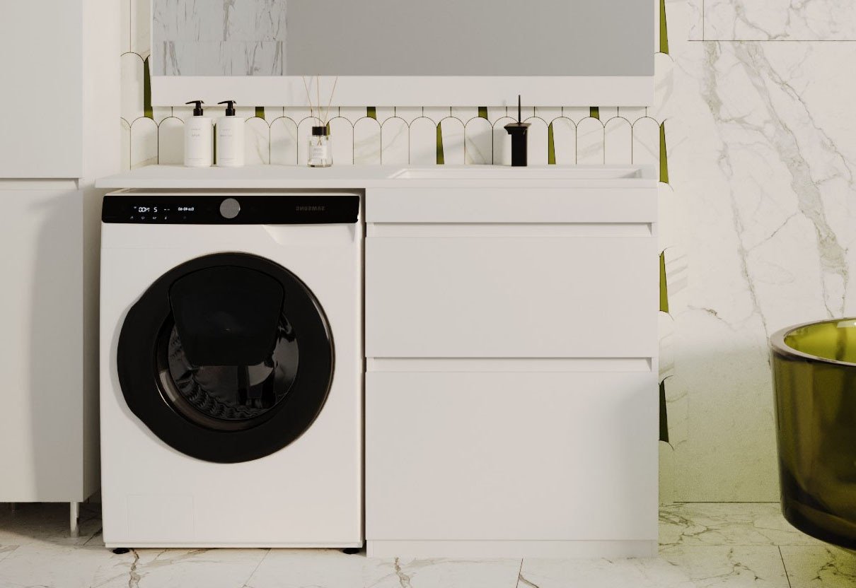 Symbolite Тумба с умывальником Даллас 130 Люкс Plus + Даллас 130x48.2 (правый, белый)