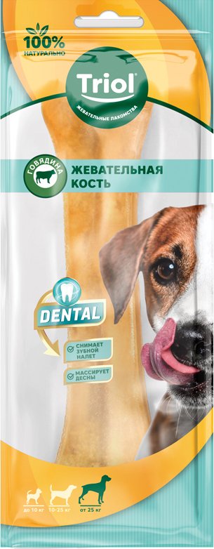 

Лакомство для собак Triol Кость жевательная Dental 25 см (200-210 г)