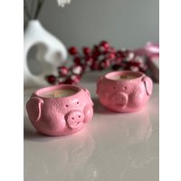 Ароматическая свеча Gentle Art Свинка Пихта Фрейзера (розовый, деревянный фитиль)