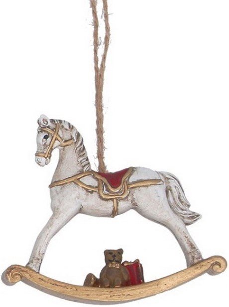 

Елочная игрушка Gisela Graham Toy Box Лошадка-качалка 15611_3 (белый)