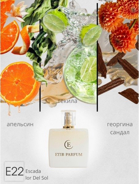 

Туалетная вода ETIB Parfum аналоговый парфюм Escada Flor Del Sol E22 EdP (100 мл)