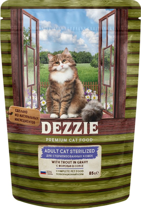 

Пресервы Dezzie Adult Sterilized Cat Trout (для стерилизованных с форелью в соусе) 85 г