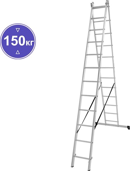 

Лестница-стремянка Новая высота NV 122 алюминиевая двухсекционная 2x12 ступеней