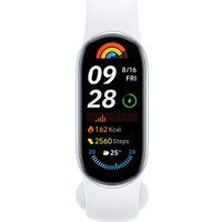 Фитнес-браслет Xiaomi Smart Band 9 (серебристый, с белым силиконовым ремешком, международная версия)