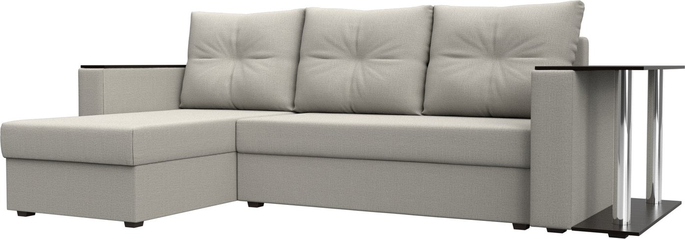 

Угловой диван Лига диванов Атланта со столом левый 121162L (рогожка амур бежевый)