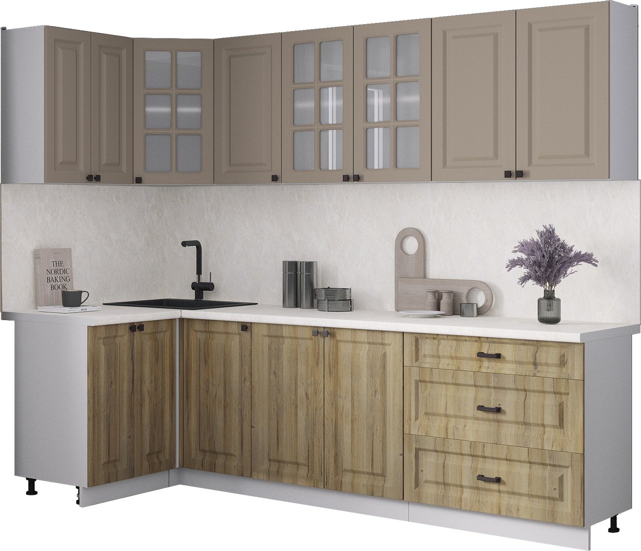 

Готовая кухня Интерлиния Мила Деко 1.2x2.6 (дуб вотан/луна/опал светлый)